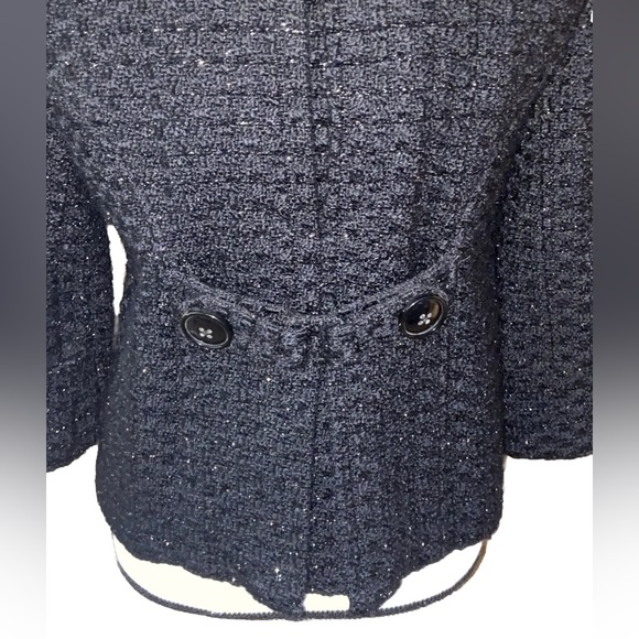 Guess Womens MD Double Breasted Black Sparkly 3/4 Sleeves Short Peacoat NWOT - Picture 9 of 13